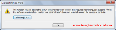 Sửa lỗi Office báo: "The function you are attempting to run contains macros