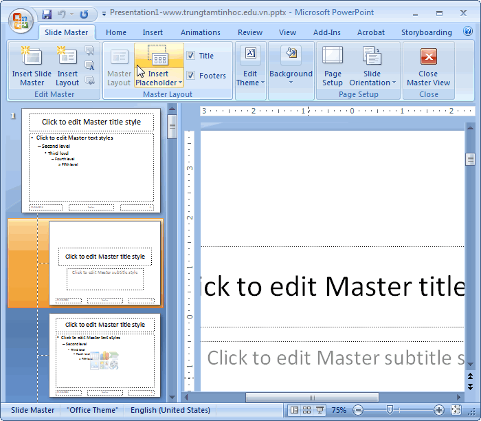 Chế độ Slide Master trong PowerPoint