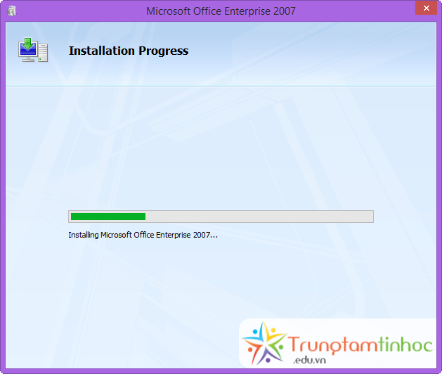 Quá trình cài Office 2007 đang bắt đầu.