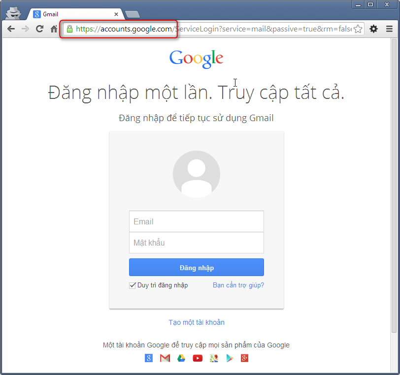 Giao diện Gmail thật