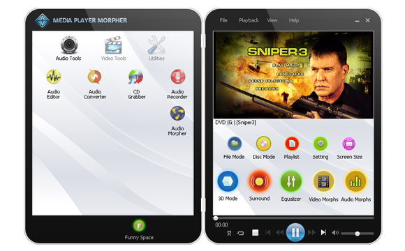 Giao diện chính của Media Player Morpher 6.0. Nhưng mà quên nó đi, các module liệt kê ngay dưới đây lợi hai hơn nó gấp trăm lần.