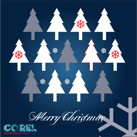 Thành quả tấm thiệp Giáng Sinh vẽ bằng Corel với các bước đơn giản