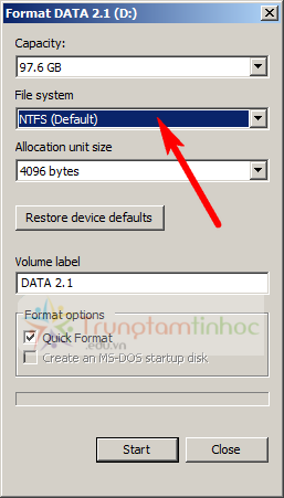 format USB FAT32 sang NTFS