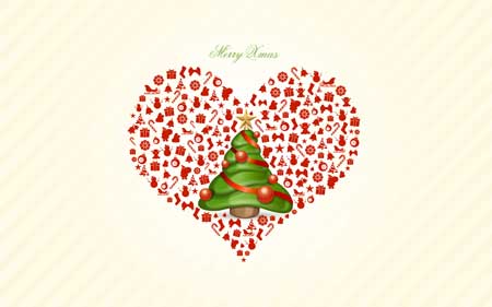 Trái tim Giáng sinh làm hình nền cực đẹp
