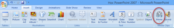 Chèn video vào slide bằng cách dùng thanh Ribbon