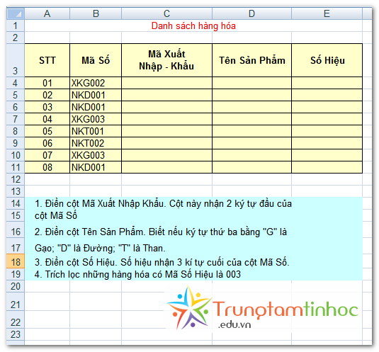 Bài Tập Mẫu Hàm If Kết Hợp Left, Right, Mid Trong Excel (Có Lời Giải) - Ttth