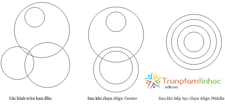 Kết quả sau các lần gióng thẳng tâm